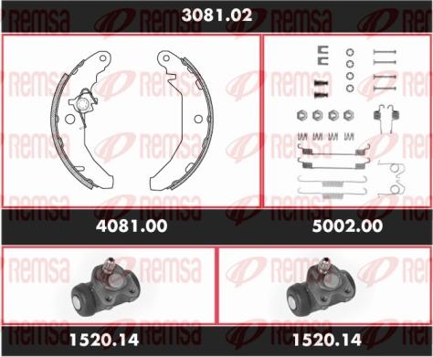 Remsa 3081.02 - Комплект спирачна челюст vvparts.bg