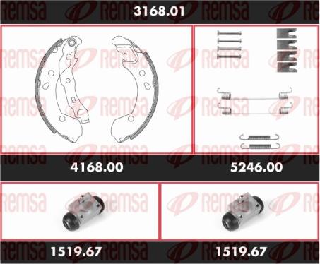 Remsa 3168.01 - Комплект спирачна челюст vvparts.bg