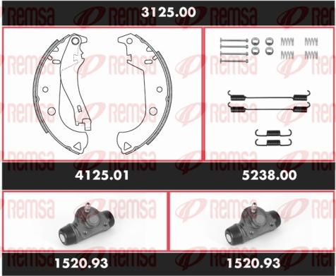 Remsa 3125.00 - Комплект спирачна челюст vvparts.bg