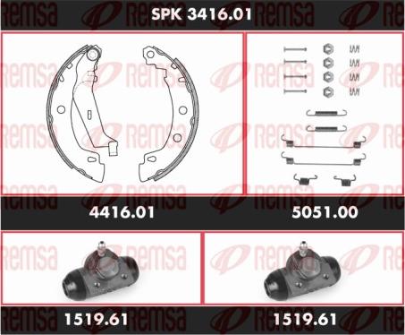 Remsa SPK 3416.01 - Комплект спирачна челюст vvparts.bg