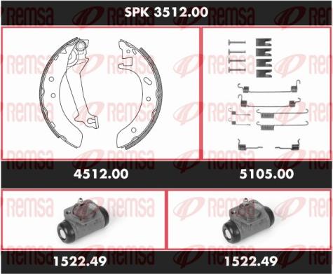 Remsa SPK 3512.00 - Комплект спирачна челюст vvparts.bg