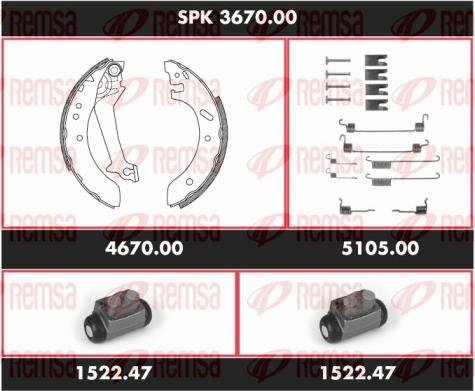 Remsa SPK 3670.00 - Комплект спирачна челюст vvparts.bg