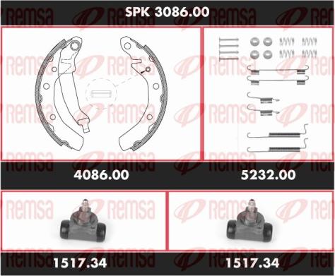 Remsa SPK 3086.00 - Комплект спирачна челюст vvparts.bg