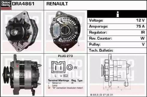 Remy DRA4861 - Генератор vvparts.bg