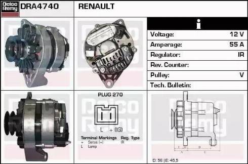 Remy DRA4740 - Генератор vvparts.bg