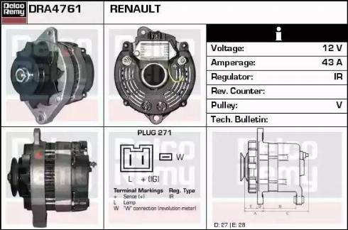 Remy DRA4761 - Генератор vvparts.bg