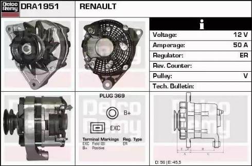 Remy DRA1951 - Генератор vvparts.bg