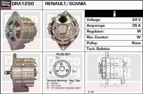 Remy DRA1250 - Генератор vvparts.bg