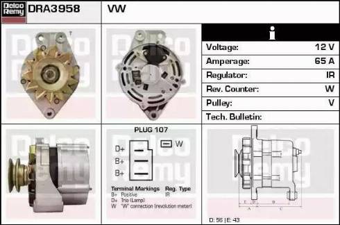 Remy DRA3958 - Генератор vvparts.bg