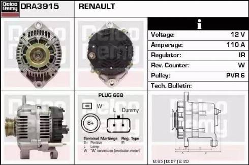 Remy DRA3915 - Генератор vvparts.bg