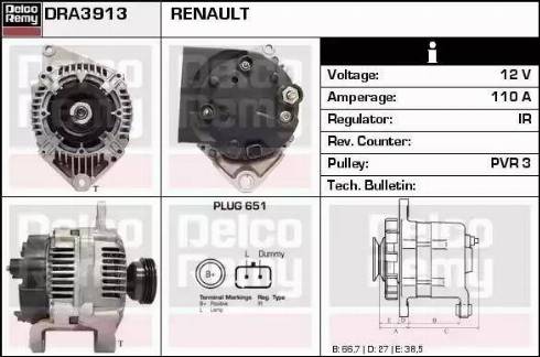 Remy DRA3913 - Генератор vvparts.bg