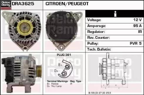 Remy DRA3625N - Генератор vvparts.bg