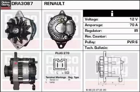 Remy DRA3087 - Генератор vvparts.bg