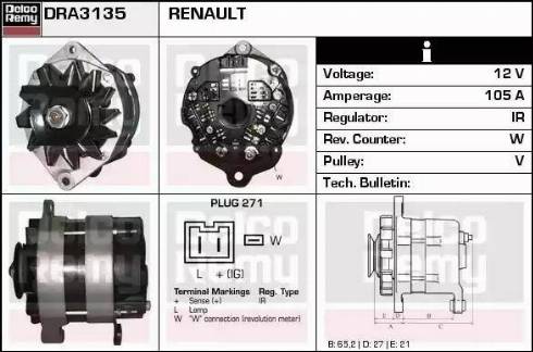 Remy DRA3135 - Генератор vvparts.bg