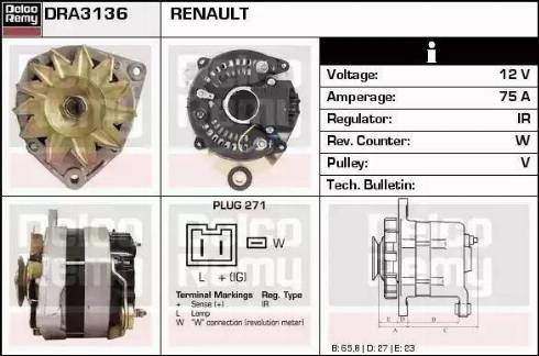 Remy DRA3136 - Генератор vvparts.bg