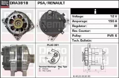 Remy DRA3818 - Генератор vvparts.bg