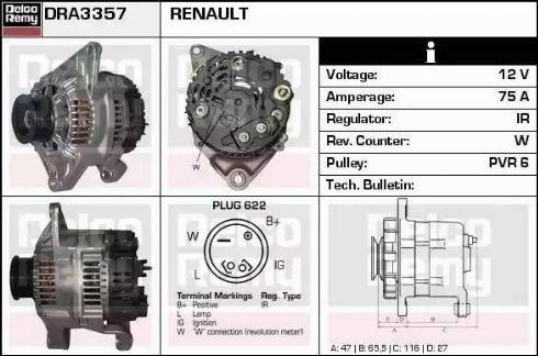 Remy DRA3357 - Генератор vvparts.bg