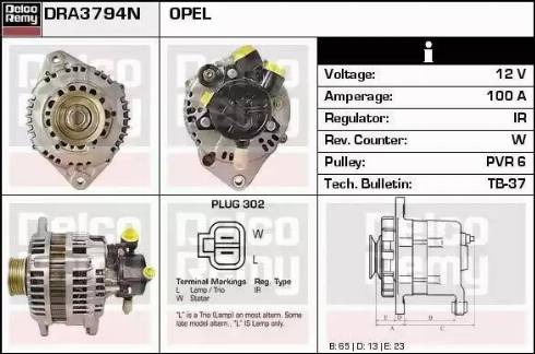 Remy DRA3794N - Генератор vvparts.bg