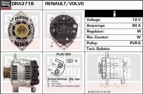 Remy DRA3718 - Генератор vvparts.bg