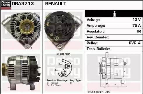 Remy DRA3713 - Генератор vvparts.bg