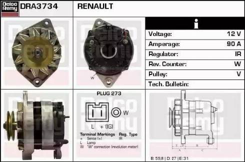 Remy DRA3734 - Генератор vvparts.bg