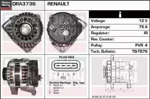 Remy DRA3736 - Генератор vvparts.bg