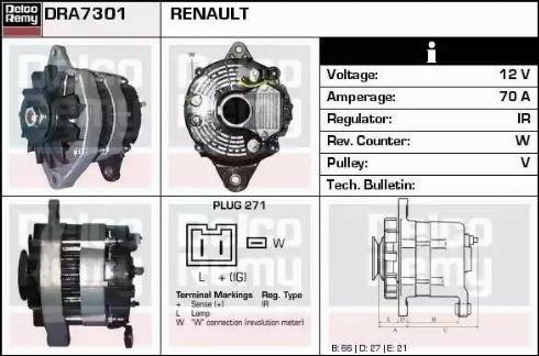 Remy DRA7301 - Генератор vvparts.bg