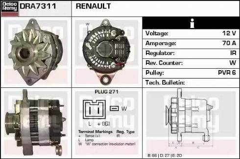 Remy DRA7311 - Генератор vvparts.bg