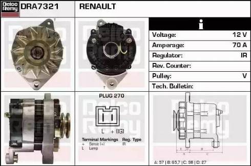 Remy DRA7321 - Генератор vvparts.bg