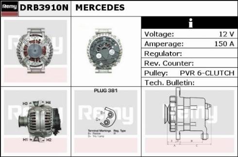 Remy DRB3910N - Генератор vvparts.bg