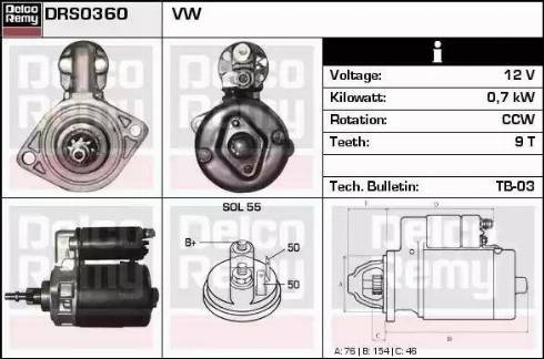 Remy DRS0360 - Стартер vvparts.bg