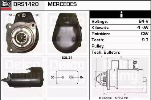 Remy DRS1420 - Стартер vvparts.bg