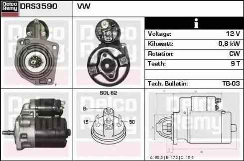 Remy DRS3590 - Стартер vvparts.bg