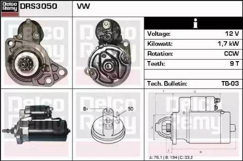 Remy DRS3050 - Стартер vvparts.bg