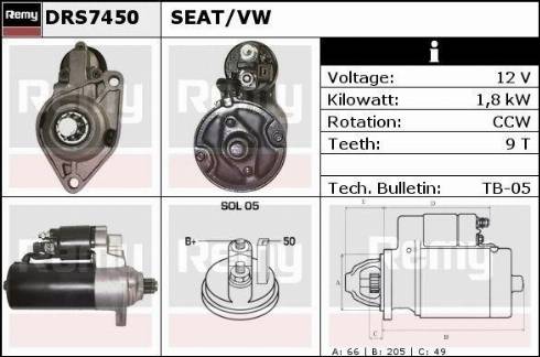 Remy DRS7450X - Стартер vvparts.bg