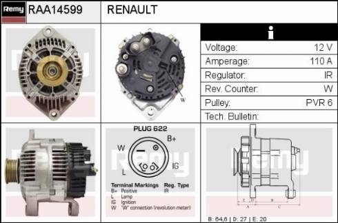 Remy RAA14599 - Генератор vvparts.bg