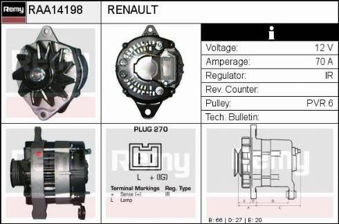 Remy RAA14198 - Генератор vvparts.bg