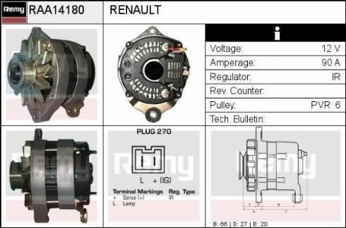 Remy RAA14180 - Генератор vvparts.bg