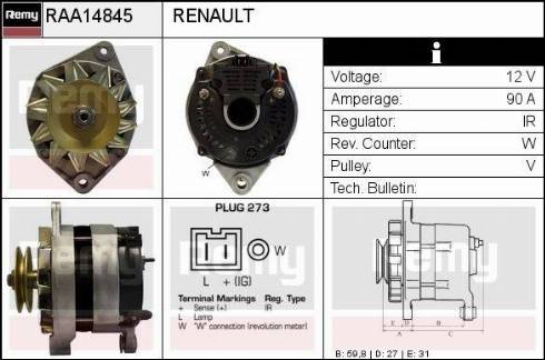 Remy RAA14845 - Генератор vvparts.bg