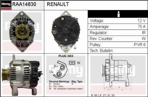 Remy RAA14830 - Генератор vvparts.bg