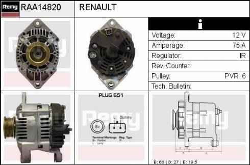 Remy RAA14820 - Генератор vvparts.bg