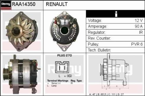 Remy RAA14350 - Генератор vvparts.bg