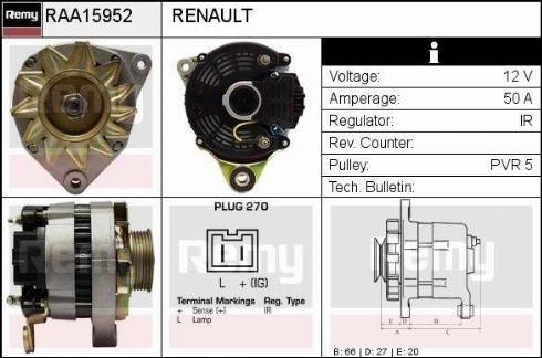 Remy RAA15952 - Генератор vvparts.bg