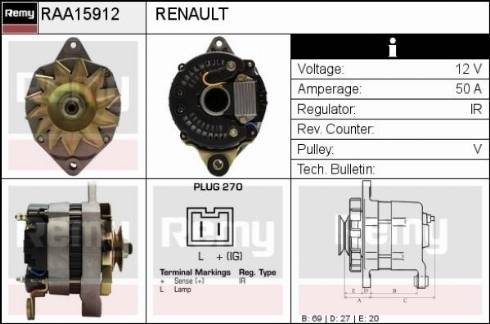 Remy RAA15912 - Генератор vvparts.bg