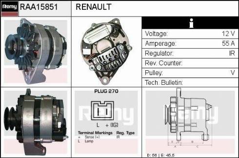 Remy RAA15851 - Генератор vvparts.bg