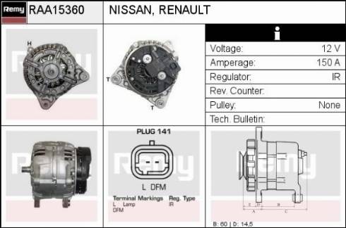 Remy RAA15360 - Генератор vvparts.bg