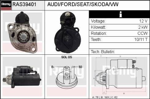Remy RAS39401 - Стартер vvparts.bg