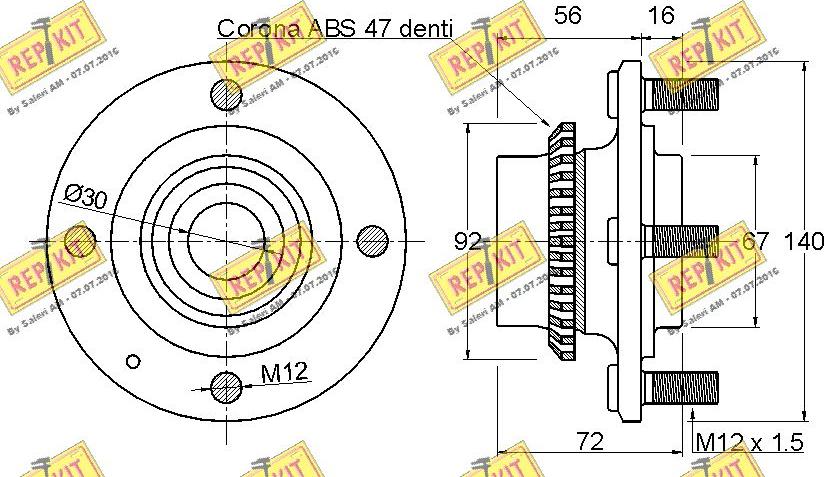 REPKIT RKB1637 - Комплект колесен лагер vvparts.bg