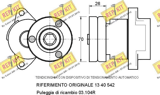 REPKIT RKT1543 - Ремъчен обтегач, пистов ремък vvparts.bg