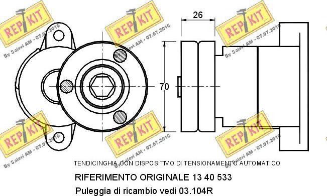 REPKIT RKT1108 - Ремъчен обтегач, пистов ремък vvparts.bg